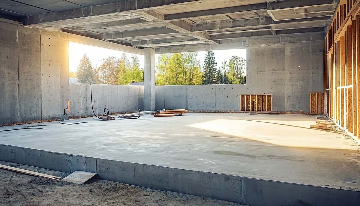 Backyard concrete patio